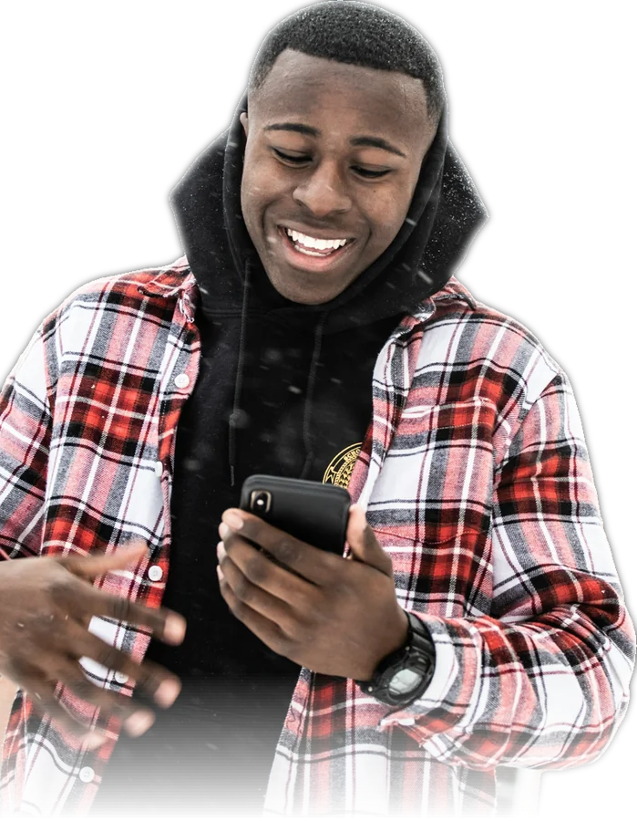 Man tapping a product recommendation on his phone